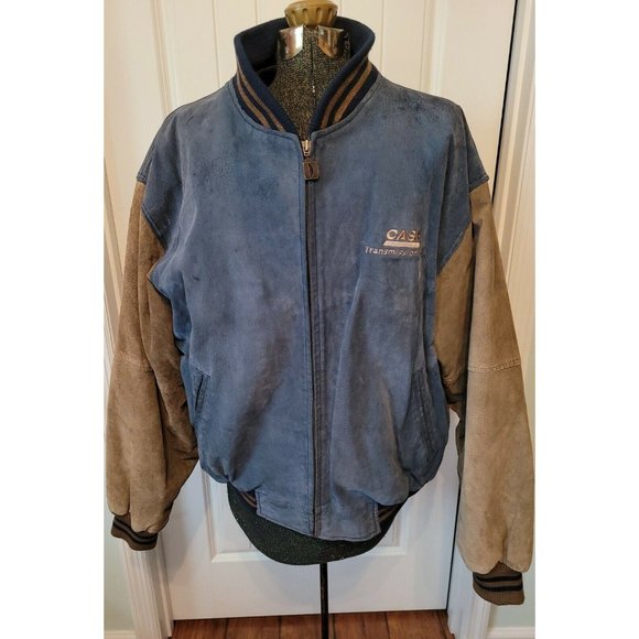 Case Tractors Dunbrooke Distinctive Images XXL Suede Leather Bomber Jacket VTG - Picture 1 of 7